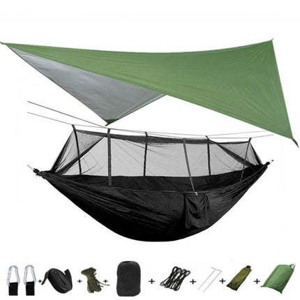 Mad Fly Essentials 0 Green and black Double Mosquito Net Hammock 300×200CM Plus Size Outdoor Anti-mosquito Hammock Umbrella Cloth Nylon Anti-rollover Camping