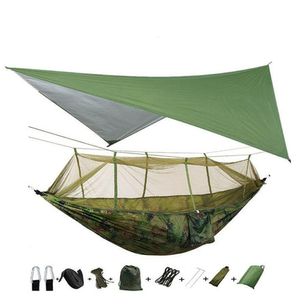 Mad Fly Essentials 0 Green and camouflage Double Mosquito Net Hammock 300×200CM Plus Size Outdoor Anti-mosquito Hammock Umbrella Cloth Nylon Anti-rollover Camping