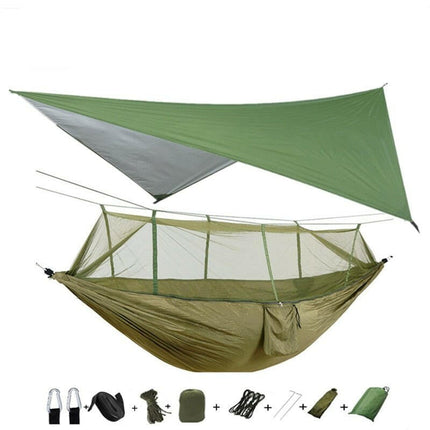 Mad Fly Essentials 0 Green and green Double Mosquito Net Hammock 300×200CM Plus Size Outdoor Anti-mosquito Hammock Umbrella Cloth Nylon Anti-rollover Camping