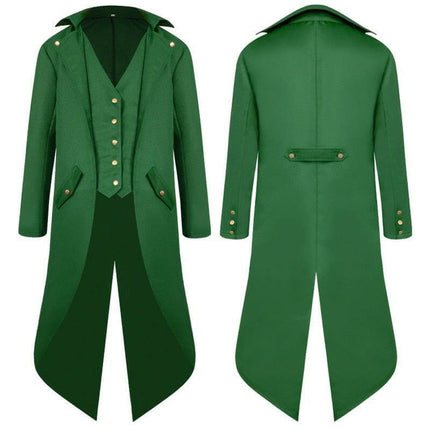 Mad Fly Essentials 0 green / S Mens Steampunk Vintage Tailcoat Jacket Medieval Gothic Victorian Frock Coat Uniform Party Prom Halloween Cosplay Costume 4XL