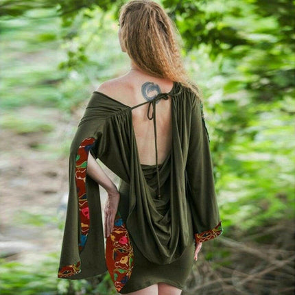 Women Medieval Irregular Flare Sleeve Dress - Mad Fly Essentials