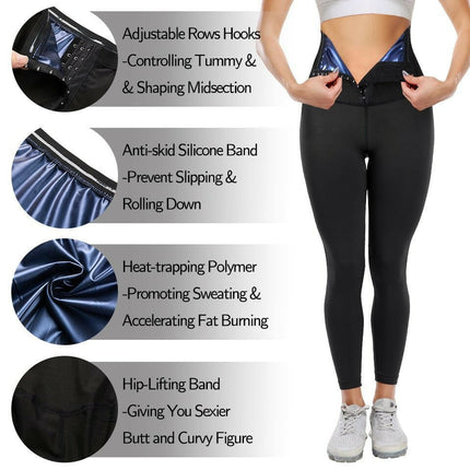 Mad Fly Essentials 0 High Waist Sauna Leggings for Women Workout Sweat Pants Waist Trainer Tummy Control Hot Thermo Shapewear Gym Workout Capris