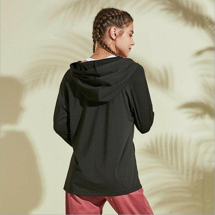 Mad Fly Essentials 0 Hooded Training Running T-shirt Loose Fitness Clothing Gym Female Breathable Quick-dry Long Sleeved Yoga shirt Top Women Tees