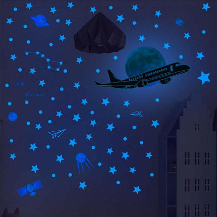 Blue Moon Stars Luminous 3D Wall Stickers - Mad Fly Essentials