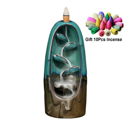 Mad Fly Essentials 0 J23 with 10 Cones With 10Cones Free Gift Waterfall Incense Burner Ceramic Incense Holder,Option for Mixed Incense Cones (Burner Size L and Size M)