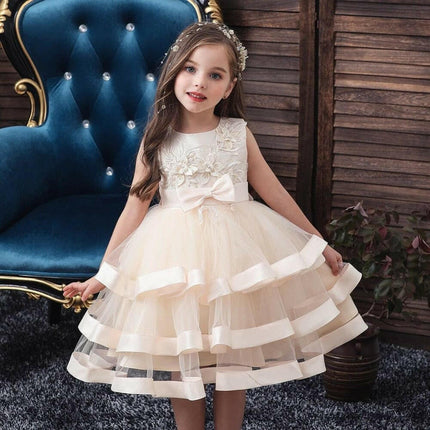 Mad Fly Essentials 0 Kids Elegant Pearl Cake Princess Dress Girls Dresses For Wedding Evening Party Embroidery Flower Girl Dress Girl Clothes