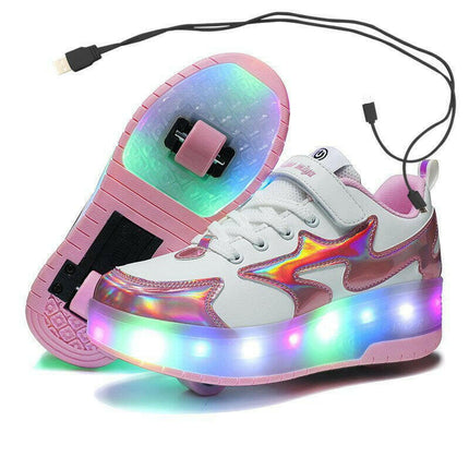 Kids LED-USB Charging Girls Roller Shoes - Kids Shop Mad Fly Essentials