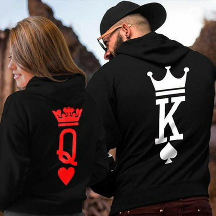 Women Queen Crown Print Couple Hoodies - Men's Fashion Mad Fly Essentials