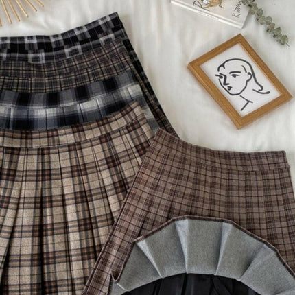 Women Plaid Pleated High Waist Skirt - Women's Shop Mad Fly Essentials