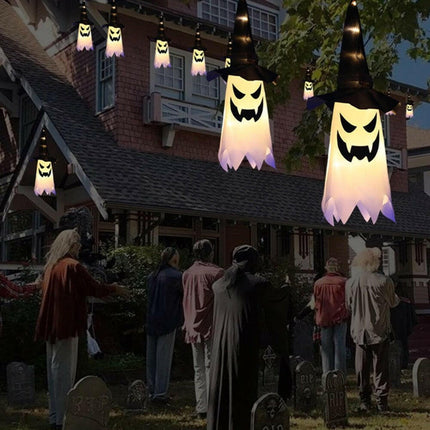 Mad Fly Essentials 0 LED Halloween Decoration Flashing Light Gypsophila Ghost Festival Dress Up Glowing Wizard Ghost Hat Lamp Decor Hanging Lantern