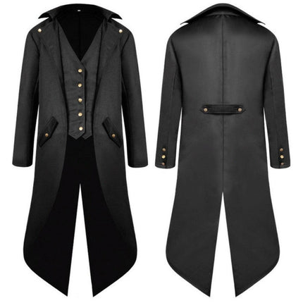 Mad Fly Essentials 0 Mens Steampunk Vintage Tailcoat Jacket Medieval Gothic Victorian Frock Coat Uniform Party Prom Halloween Cosplay Costume 4XL