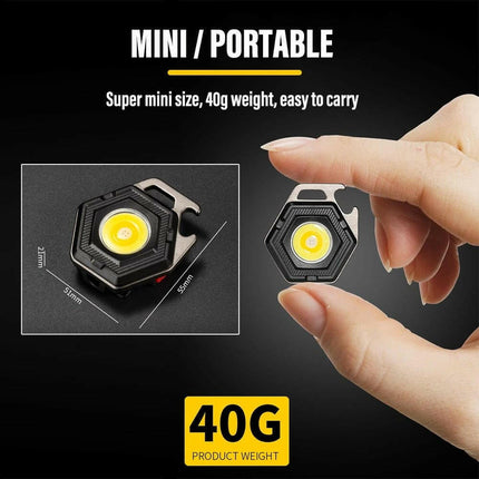 Mad Fly Essentials 0 Mini Camping Light LED Flashlight Lantern USB Charging COB Keychain Work Light Floodlight with Strong Magnet IP64 Waterproof