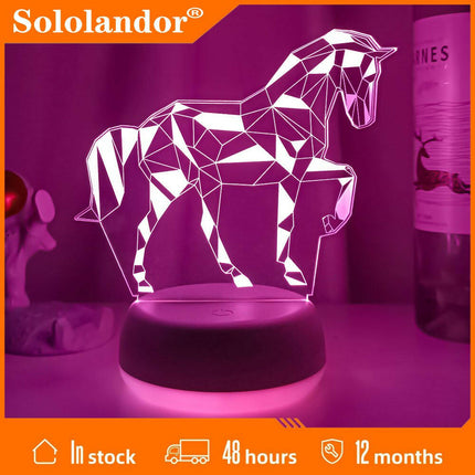 3D LED Kid Romantic Horse Night Light - Lighting & Bulbs Mad Fly Essentials