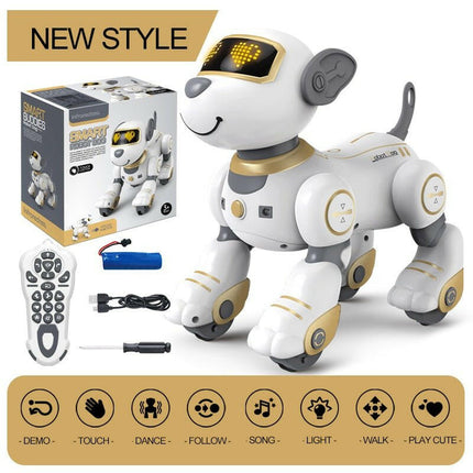 Mad Fly Essentials 0 NO.BG1533 Golden / China Funny RC Robot Electronic Dog Stunt Dog Voice Command Programmable Touch-sense Music Song Robot Dog for Children&#39;s Toys