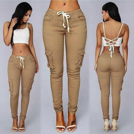 Mad Fly Essentials 0 Ogilvy Mather 2020 Spring Lace Up Waist Casual Women Pants Solid Pencil Pants Multi-Pockets Straight Slim Fit Trousers S-2XL