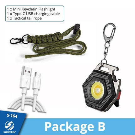 Mad Fly Essentials 0 Package B / Rechargeable Mini Camping Light LED Flashlight Lantern USB Charging COB Keychain Work Light Floodlight with Strong Magnet IP64 Waterproof