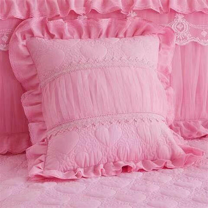 Mad Fly Essentials 0 Pillowcase 50x50cm / Twin 120x200cm 3pcs Princess 1 Piece Lace Bed Skirt + 2 Piece Pillowcases Bedding Bedspreads Sheet Pink Lace Bedding Set Bed For Girl Bed Cover