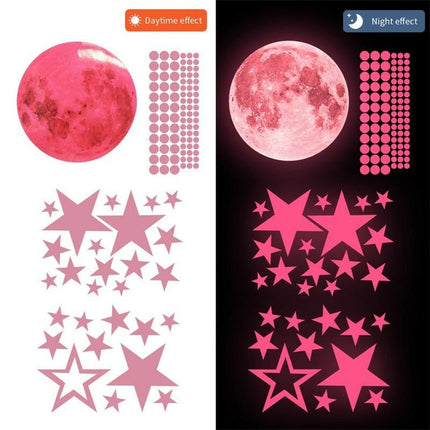 Mad Fly Essentials 0 pink 435pcs/set Luminous Moon Stars Dots Wall Sticker Kids Room Bedroom Living Room Home Decoration Decals Glow In The Dark Stickers