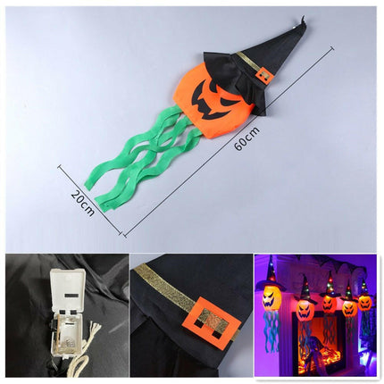 Mad Fly Essentials 0 Pumpkin colorful LED Halloween Decoration Flashing Light Gypsophila Ghost Festival Dress Up Glowing Wizard Ghost Hat Lamp Decor Hanging Lantern