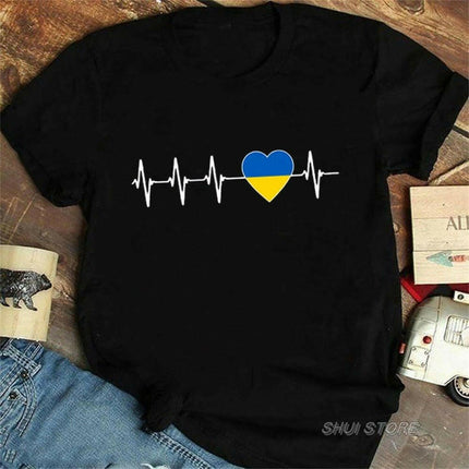 Mad Fly Essentials 0 Q QR-14 / XXS Women Ukrainian Style Black T Shirt Graphic Short-Sleeve Shirts
