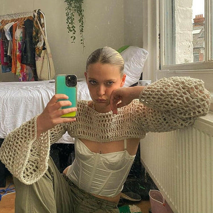 Women Knitted Hollow Out Crop Top - Women's Shop Mad Fly Essentials