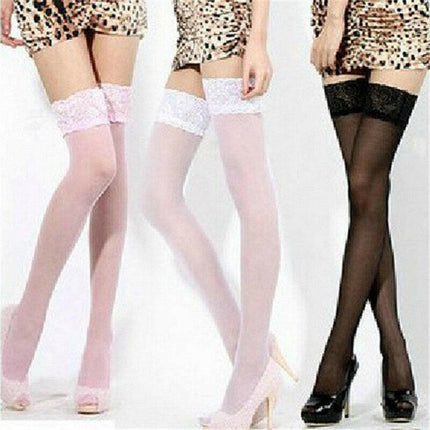 Mad Fly Essentials 0 Sexy Women Mesh Sheer Lace Stay Up Thigh High Hold-ups Stockings Pantyhose Lace Floral See Through Exotic Apparel Socks Hosiery