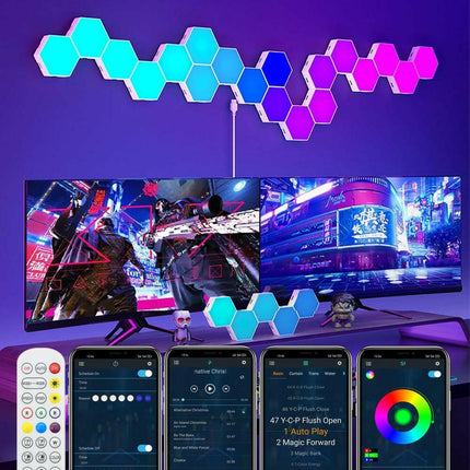 Mad Fly Essentials 0 Smart APP Control Hexagon Night Lights LED Panels Creative Lamp Dream Colors Music Sync Atmosphere Lamp for Bedroom Gaming
