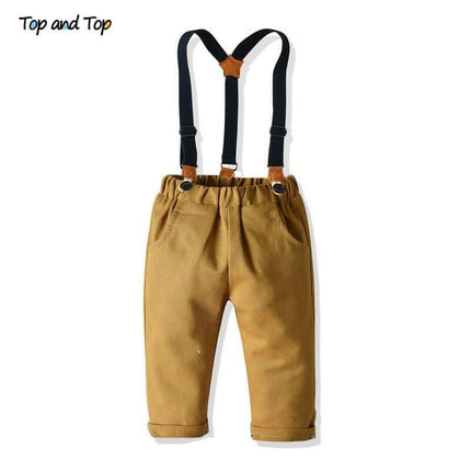 Boy Plaid Bowtie Tops+Suspender Pant Sets - Kids Shop Mad Fly Essentials
