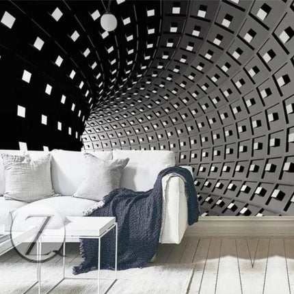 Custom Black White Space Ramp 3D Wallpaper - Home & Garden Mad Fly Essentials