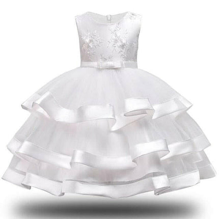 Mad Fly Essentials 0 White 1 / 2T Kids Elegant Pearl Cake Princess Dress Girls Dresses For Wedding Evening Party Embroidery Flower Girl Dress Girl Clothes