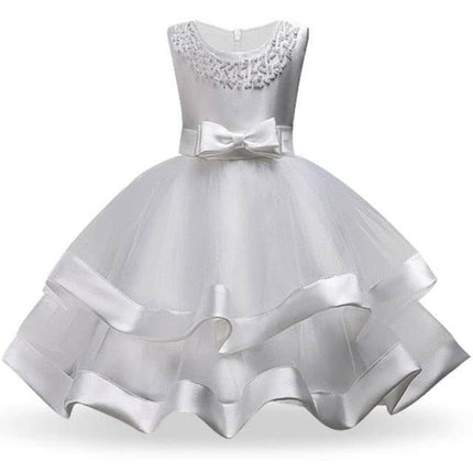 Mad Fly Essentials 0 White / 2T Kids Elegant Pearl Cake Princess Dress Girls Dresses For Wedding Evening Party Embroidery Flower Girl Dress Girl Clothes
