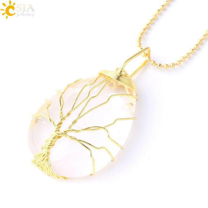 Mad Fly Essentials 0 White Stone Chain / China Tiger Eye Tree of Life Crystal Necklace Natural Stone Pendant Wire Wrap Rose Crystals Pink Quartz Amethyst Green Aventurine E585