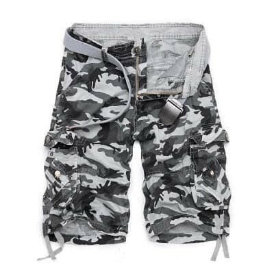 Mad Fly Essentials 0 WhiteGrey / 29 US Size 2022 New Camouflage Loose Cargo Shorts Men Cool Summer Military Camo Short Pants Homme Cargo Shorts
