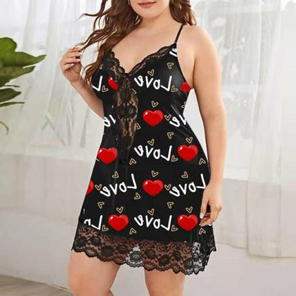 Women Sexy Sling Lingerie Plus-Size Nightgown