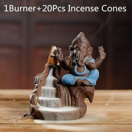 Mad Fly Essentials Home & Garden Ganesha Backflow Incense Burner Elephant God Holder