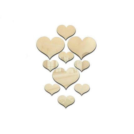Mad Fly Essentials Home & Garden Gold Durable Love Heart Mirror Mural 3D Wall Sticker