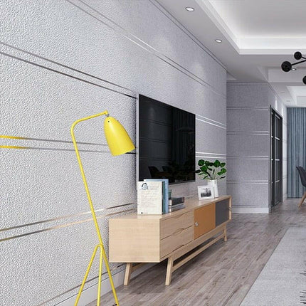 Mad Fly Essentials Home & Garden Silver Gray / 5.3㎡ Modern Suede Marble Striped 3D Wallpaper Modern Simple Suede Marble Stripes Wallpaper 3D Non-woven Desktop Wall