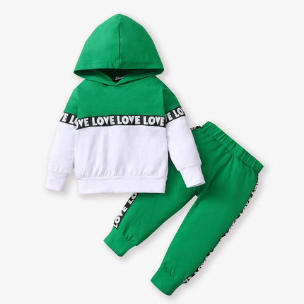 Baby Girls 2pcs Love Colorblock Hoodie+Pants - Kids Shop Mad Fly Essentials