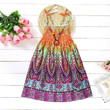 Girls Floral Sling Ruffled Bohemian Beach Princess Dress - Mad Fly Essentials