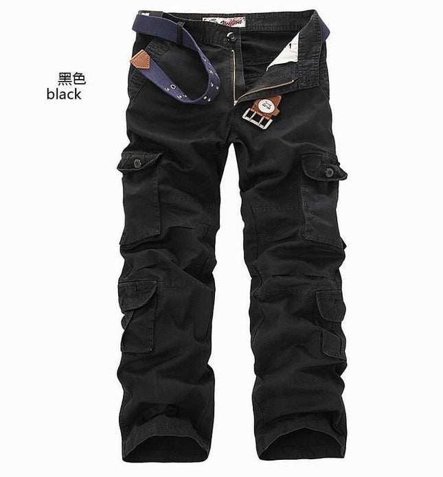 Mad Fly Essentials Men's Fashion 28 / Black Men Military Tactical pants Multi-pocket Washed Cargo Pants