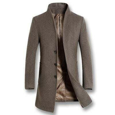 Mad Fly Essentials Men's Fashion Khaki / M Men Business Casual Woolen Slim Fit Jackets Parkas Men Business Casual Woolen Jackets Coats Slim Fit Large Size Jackets