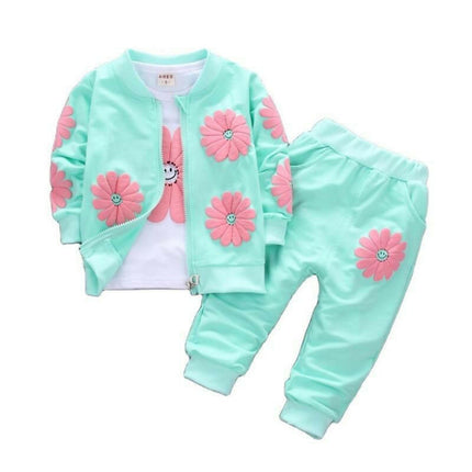 Baby Girl Spring Floral 0-4y 3pc Tracksuit Set - Kids Shop Mad Fly Essentials