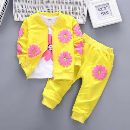 Baby Girl Floral 0-4y 3pc Tracksuit Set - Kids Shop Mad Fly Essentials