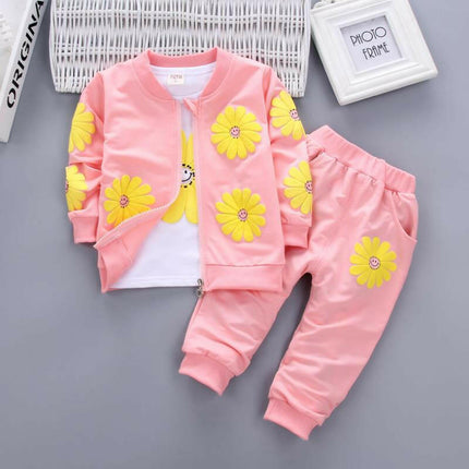 Baby Girl Spring Floral 0-4y 3pc Tracksuit Set - Kids Shop Mad Fly Essentials
