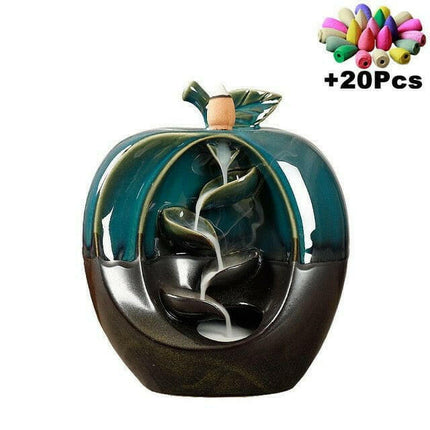 MINIDEAL Home & Garden Apple with 20 Cones Waterfall Incense Burners Candle Aromatherapy Furnace