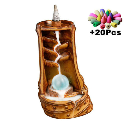 MINIDEAL Home & Garden B21 with 20 Cones Waterfall Incense Burners Candle Aromatherapy Furnace