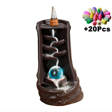 MINIDEAL Home & Garden B22 with 20 Cones Waterfall Incense Burners Candle Aromatherapy Furnace