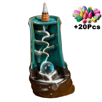 MINIDEAL Home & Garden B23 with 20 Cones Waterfall Incense Burners Candle Aromatherapy Furnace