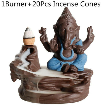 MINIDEAL Home & Garden Ganesha Backflow Incense Burner Elephant God Holder