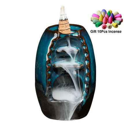 MINIDEAL Home & Garden J21 with 10 Cones Waterfall Incense Burners Candle Aromatherapy Furnace